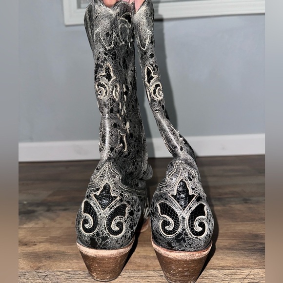 Corral Vintage Genuine Lizard Inlay Western Cowgirl Boot Pointed Toe 9 Leather - Picture 7 of 11